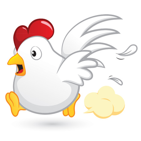 white chicken runningのイラスト素材