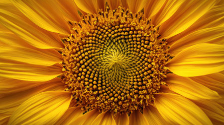 This stunning close-up image captures the intricate details of a sunflower's center, highlighting its vibrant yellow color and unique patterns, perfect for nature-themed projects.の素材