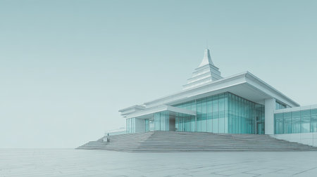 This image features a striking example of modern architecture with a minimalist design, showcasing a glass faの素材