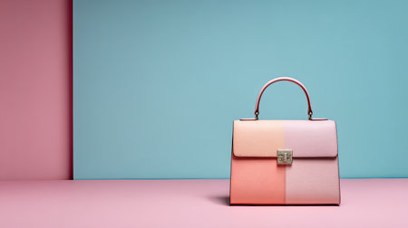 This image features a stylish handbag on a pastel background, showcasing soft gradient colors that add elegance and modernity to any fashion theme.の素材