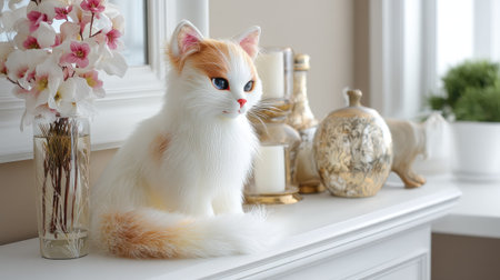 A beautifully crafted cat figurine adds charm to any home interior, complementing elegant decor and enhancing a cozy atmosphere. Perfect for collectors.の素材