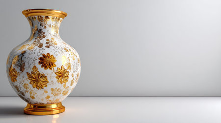 This beautiful ceramic vase showcases detailed floral patterns with gold accents, adding elegance to any space. Perfect for interior styling and decor.の素材