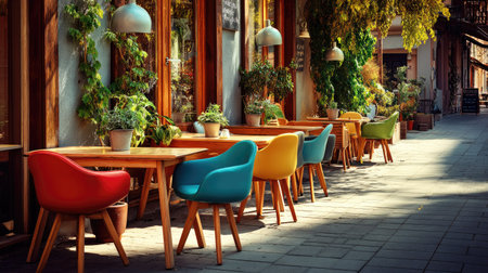 A vibrant outdoor cafの素材