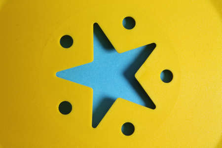 Blue star on Yellow,の写真素材