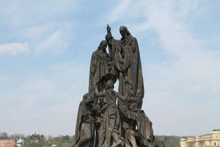 Statue on Charles Bridge Pragueの写真素材