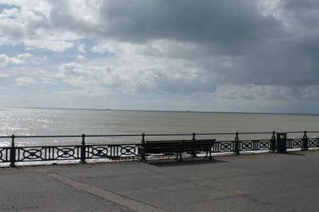 Empty beach with empty seat の写真素材