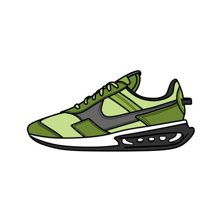 Sneakers Design with Side angle. Sport shoes . Draft. Flat design. Vector illustration. Sneakers in a flat style. Side view sneakers. Fashion sneakers.のイラスト素材