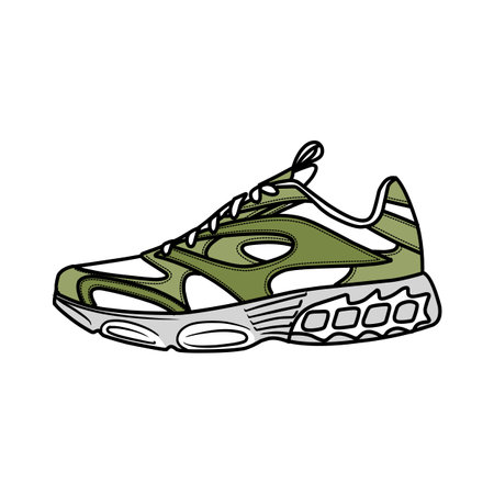 Sneakers Design with Side angle. Sport shoes . Draft. Flat design. Vector illustration. Sneakers in a flat style. Side view sneakers. Fashion sneakers.のイラスト素材
