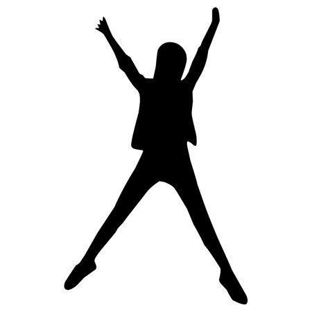 the girl jump be happy silhouette vector Pro Vectorのイラスト素材