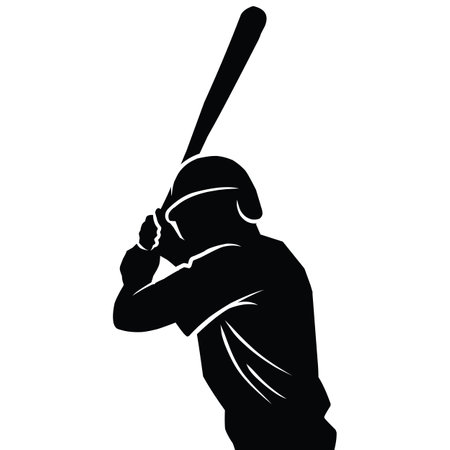 Baseball player silhouette vector, Softball silhouette pose collectionのイラスト素材