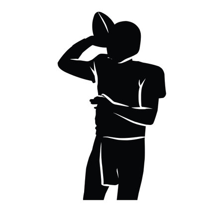 American Football Players Silhouettes , vector pack, various poseのイラスト素材