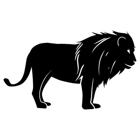 lion silhouette black vector. wildlife silhouettesのイラスト素材