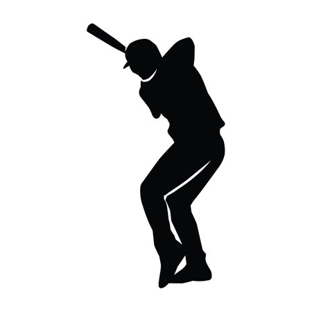 Baseball player silhouette vector, Softball silhouette pose collectionのイラスト素材