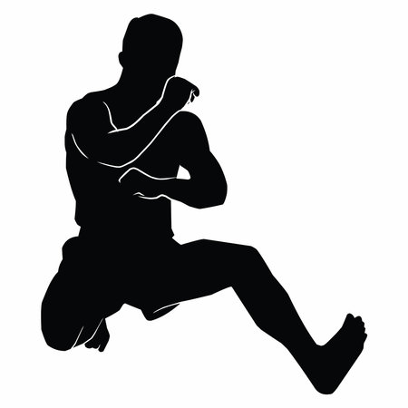 martial arts movement silhouette. vector imageのイラスト素材