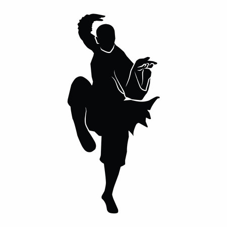 martial arts movement silhouette. vector imageのイラスト素材