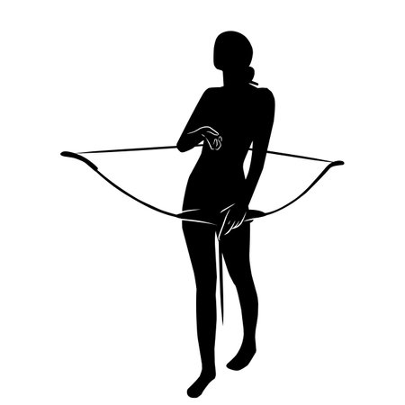 silhouette of the movements and body shape of an archerのイラスト素材