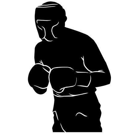 boxer silhouette hand drawing. graphic assets in the form of shadows of boxing players that can be used for background designsのイラスト素材