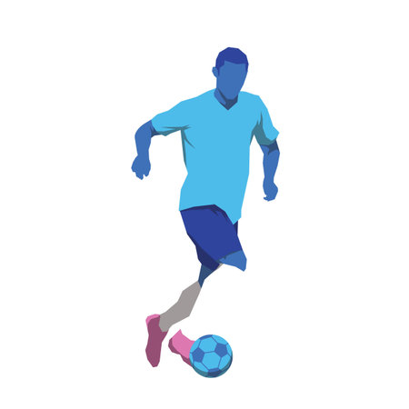 soccer players pose or movement when play with ballのイラスト素材