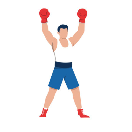 Boxing players pose or movement when play with boxing glovesのイラスト素材