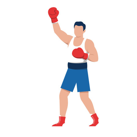 Boxing players pose or movement when play with boxing glovesのイラスト素材