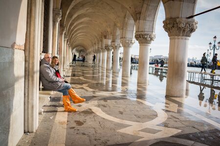 High tide in Veniceのeditorial素材