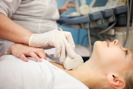 Ultrasound apparatus, medical research thyroidの写真素材