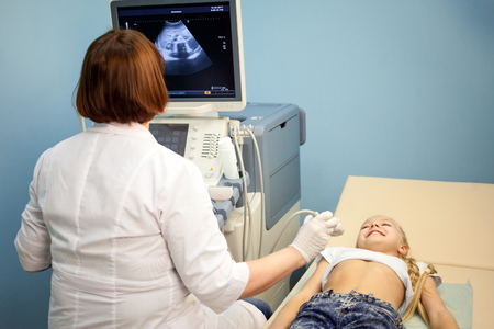 Ultrasound machine doctors hand usg investigation USCGの写真素材