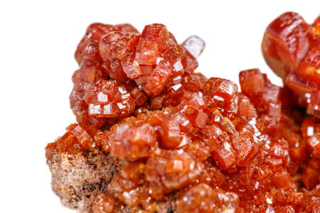 Macro mineral stone Vanadinite on a white background close upの写真素材