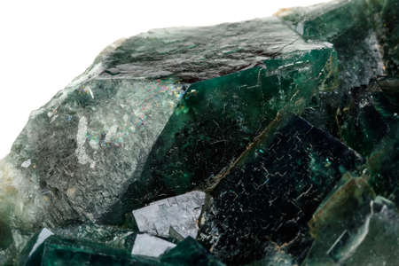 Macro mineral stone Fluorite on a white background close up