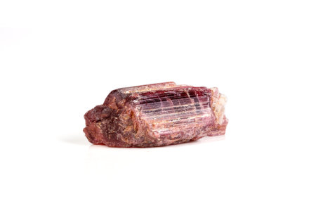 Macro mineral tourmaline stone on white background close up