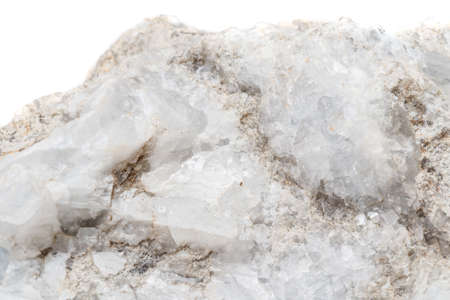 Macro mineral stone Celestine in the breed a white background close up