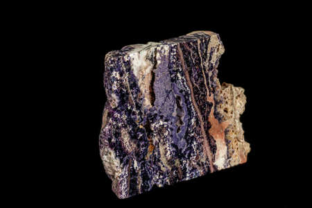 macro stone Fluorite mineral on a black background close up