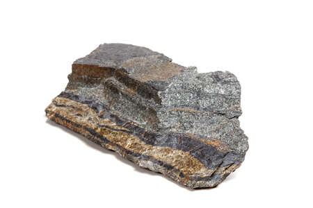 Macro mineral stone Snake eye in the rock a white background close up