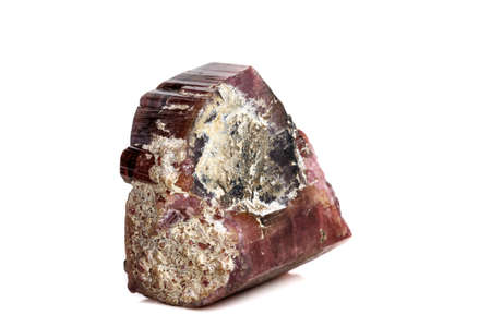 Macro mineral tourmaline stone on a white background close upの写真素材