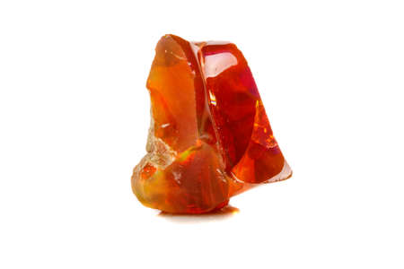 Macro Opal mineral stone in rock on white background close upの写真素材