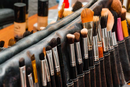Cosmetics and make-up brushesの写真素材