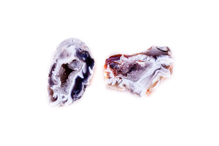 Macro mineral stone agate kidney gerbera on white background close up
