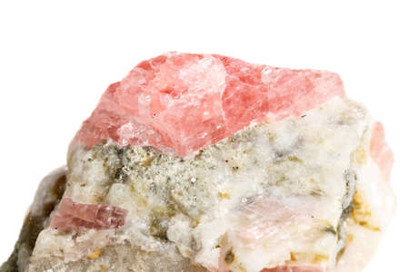 Macro of the mineral stone Rhodochrosite on a white background close upの写真素材