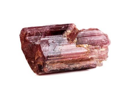 Macro mineral tourmaline stone on white background close up