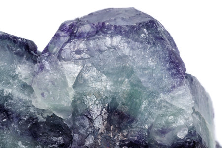 Macro mineral stone Fluorite on white background close up