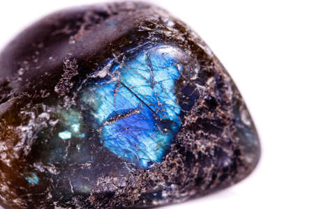 Macro mineral stone Labradorite on white background close upの写真素材