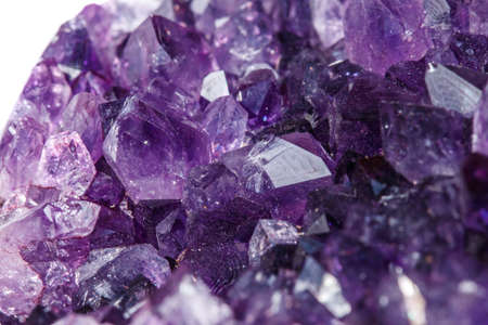Amethyst Crystal Druse macro mineral on white background close upの写真素材