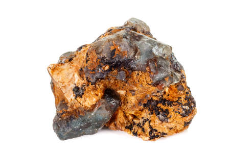 macro mineral fluorite stone on white background close up