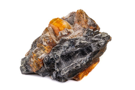 Macro of the mineral stone Columbite, Beryl, Feldspar on a white background close upの写真素材