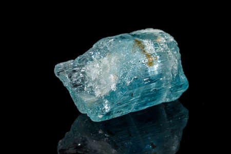 macro mineral stone aquamarine on a black background close upの写真素材
