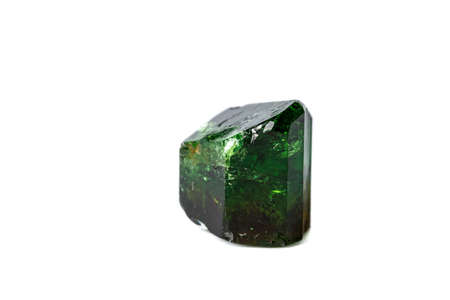 Macro mineral Chrome Dravite Tourmaline on a white background close upの写真素材