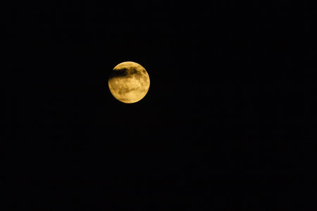 full moon, moon yellow close upの写真素材