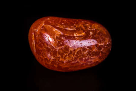 Macro mineral stone orange onyx on black background close upの写真素材