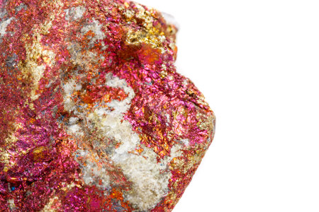 Macro mineral stone Chalcopyrite in the rock on a white background close upの写真素材