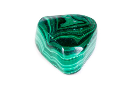 Macro mineral stone malachite on white background close up